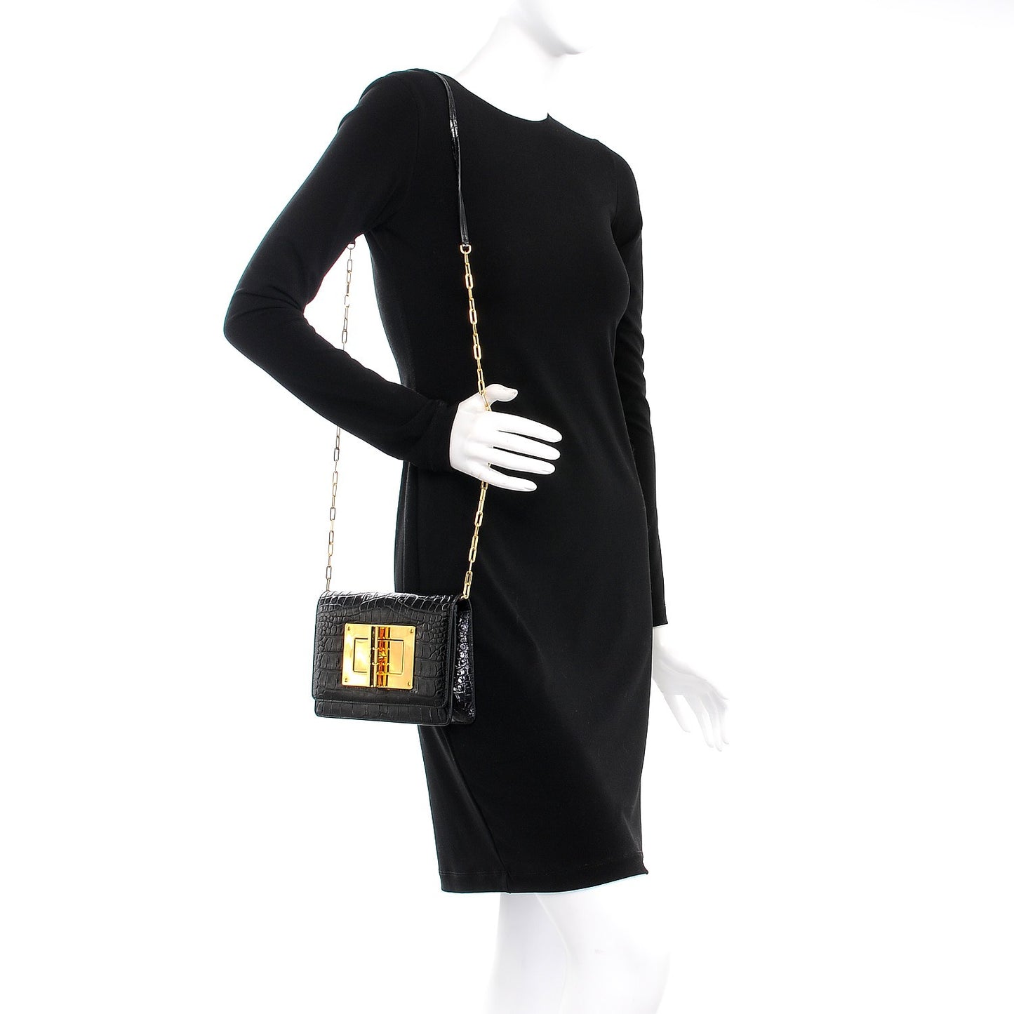 Alligator Natalia Chain Bag Black