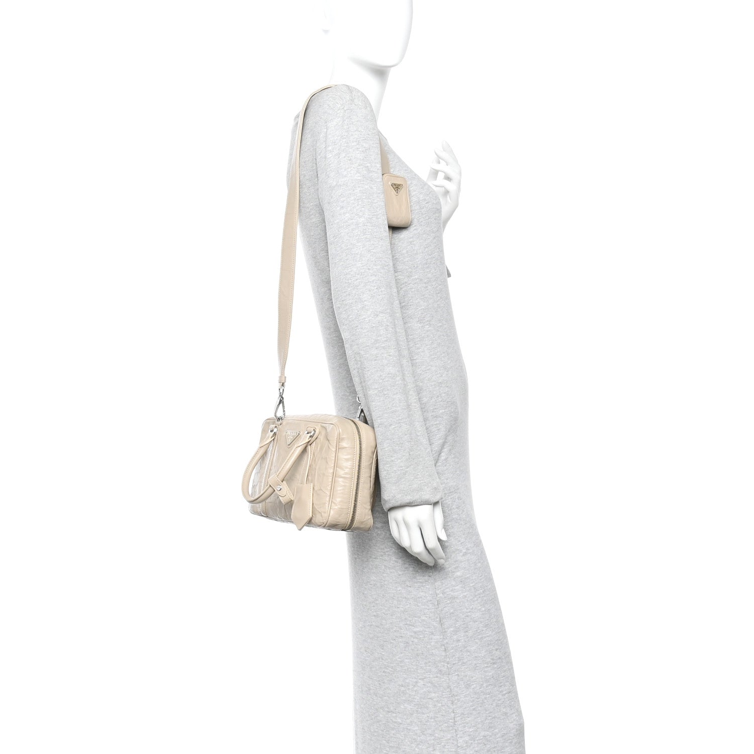 Prada Nappa Antique Medium Re-Edition 2001 Two Handle Bag Deserto 2 of 9