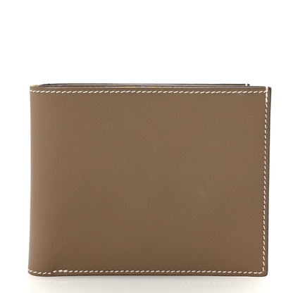 Hermes Swift Silk Printed Citizen Twill Compact Wallet Etoupe Sun 1 of 6