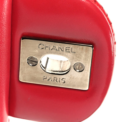 Chanel Lambskin Perforated Mini Rectangular Flap Dark Pink 7 of 12