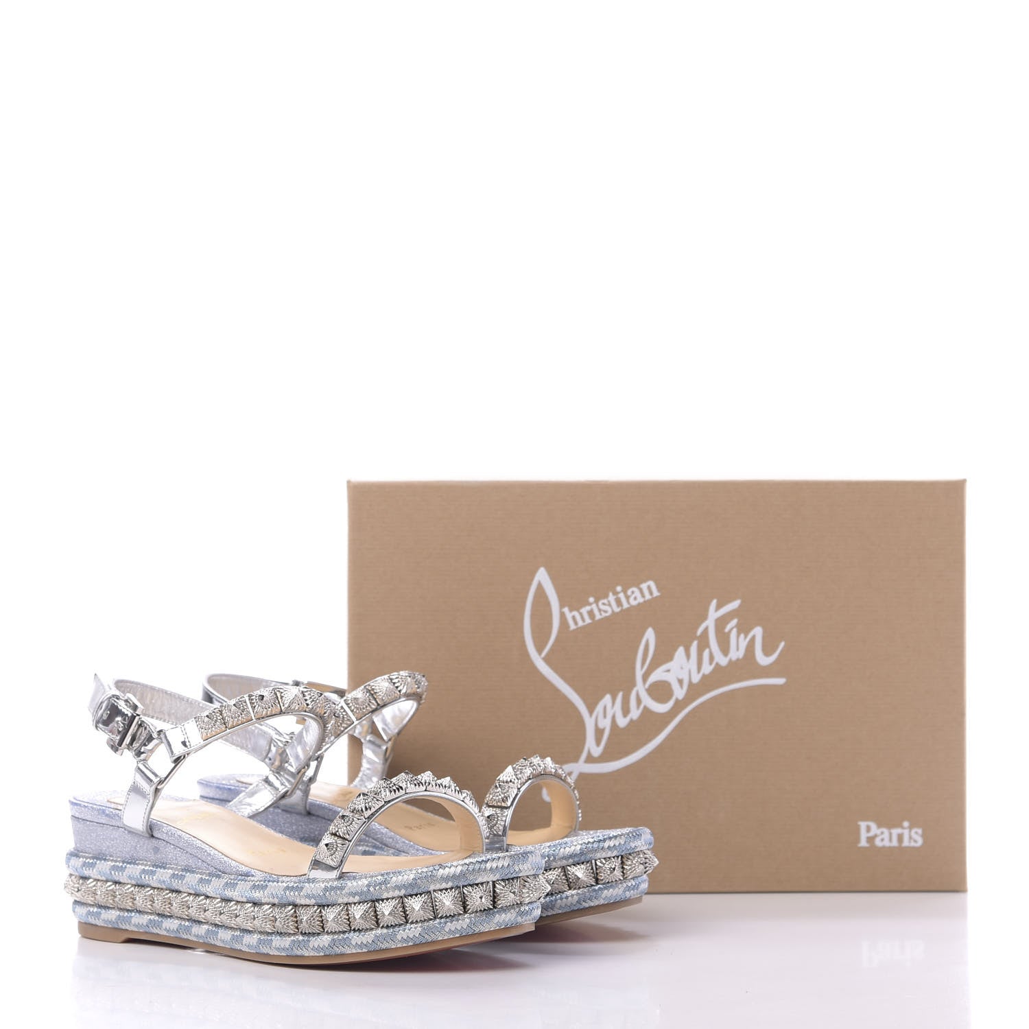 Christian Louboutin Patent Lurex Pira Ryad 60 Platform Sandals 36 Silver Blue 11 of 11