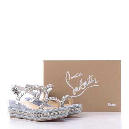 Christian Louboutin Patent Lurex Pira Ryad 60 Platform Sandals 36 Silver Blue 11 of 11