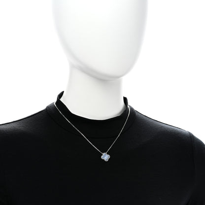Van Cleef & Arpels 18k White Gold Chalcedony Vintage Alhambra Pendant Necklace 2 of 5