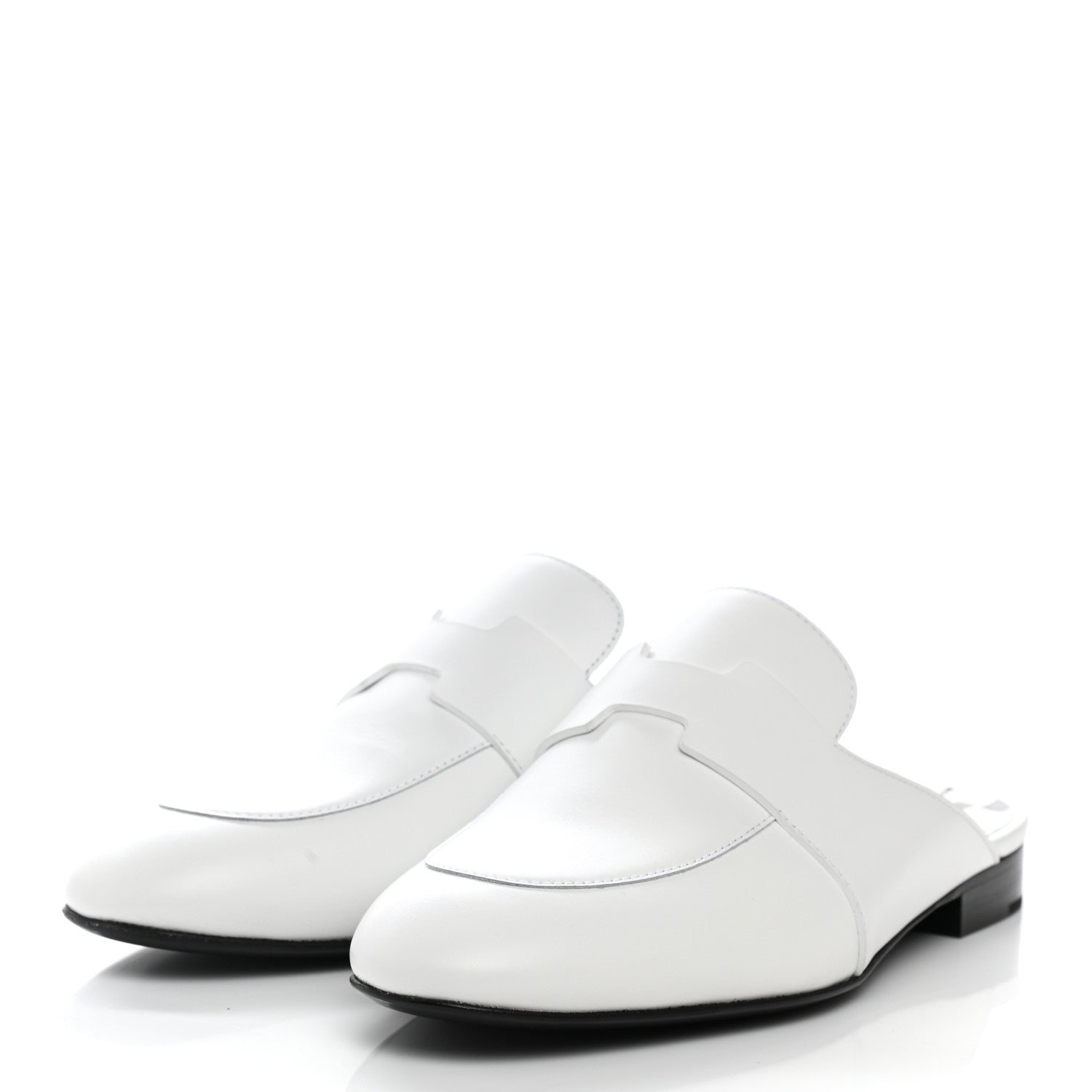 Hermes Calfskin Womens Op'H Catena Mules 37 White 3 of 9
