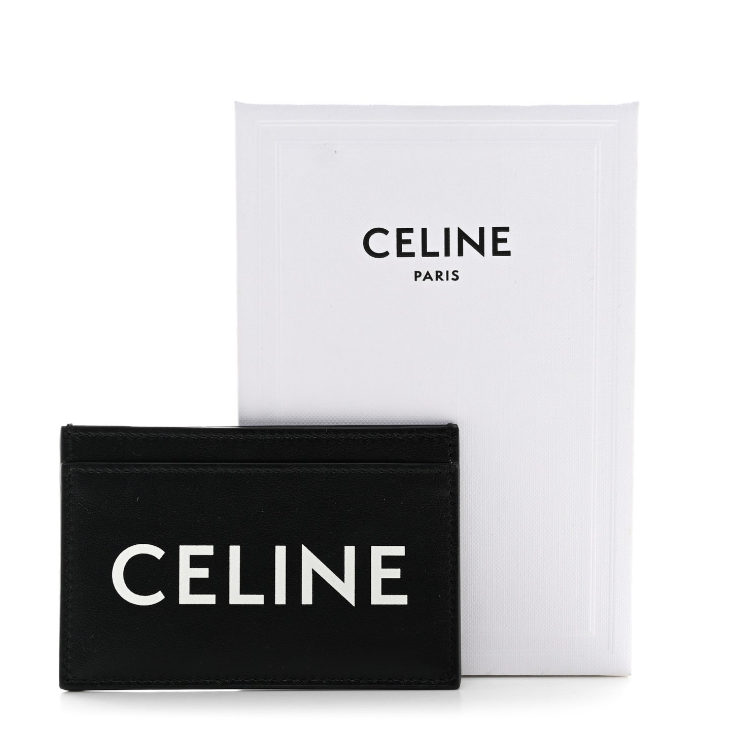 Calfskin Logo Card Holder Black
