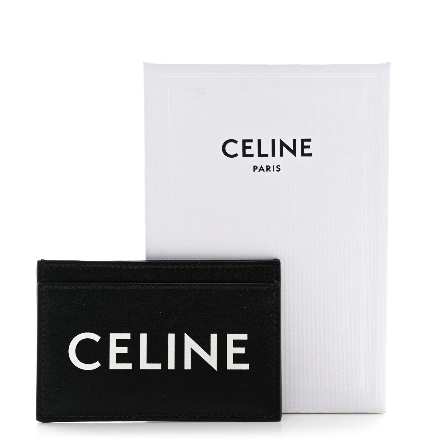 Celine Calfskin Logo Card Holder Black 8 of 8