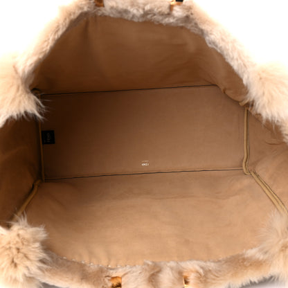 Fendi Fox Fur Sheepskin Elaphe Plexiglass FF Embossed XL Fendi Sunshine Shopper Tote Natural 4 of 8