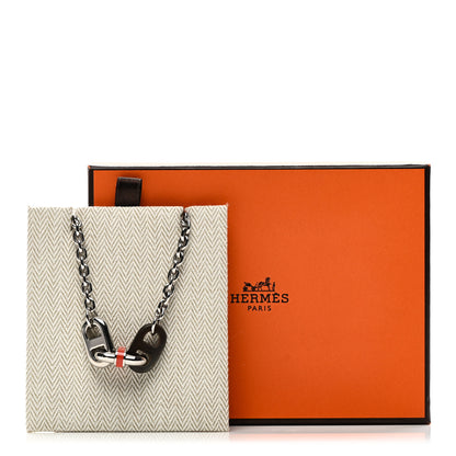 Hermes Palladium Buffalo Horn Lacquered Maillon Necklace 6 of 6