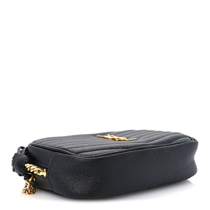 Saint Laurent Grain De Poudre Matelasse Monogram Mini Lou Camera Bag Black 4 of 10