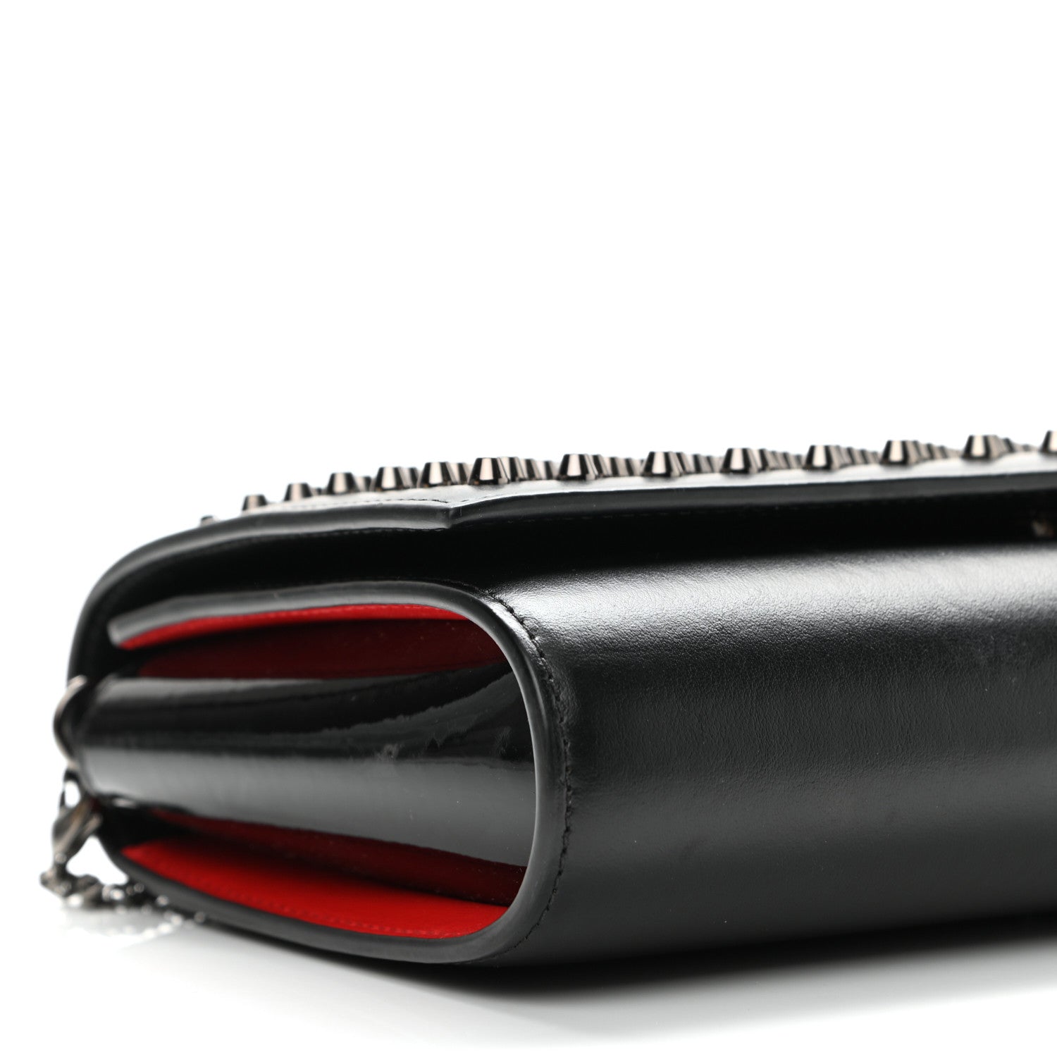 Christian Louboutin Calfskin Patent Spikes Paloma Clutch Black 9 of 10
