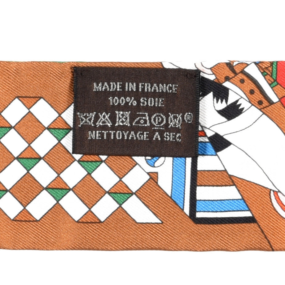 Hermes Silk De l'Ombrelle Aux Duels Twilly Caramel Vert Bleu 4 of 4