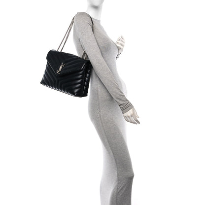Saint Laurent Calfskin Y Quilted Monogram Medium Loulou Chain Satchel Black 2 of 11