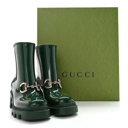 Gucci Rubber Womens Horsebit Ankle Boots 35 Vintage Green 12 of 12