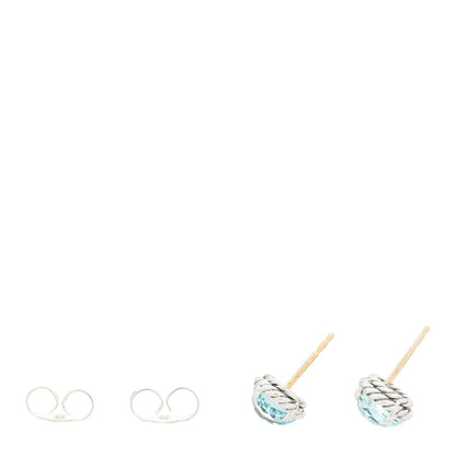 David Yurman Sterling Silver Blue Topaz 8mm Chatelaine Earrings 3 of 4