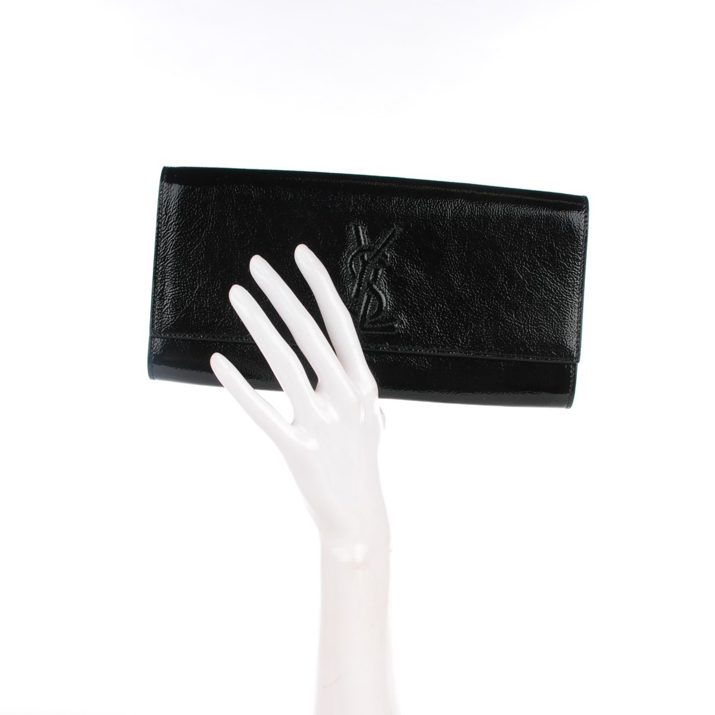 Textured Patent Monogram Small Belle De Jour Clutch Black