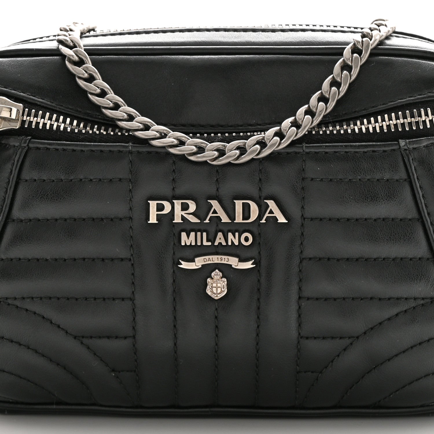 Prada Soft Calfskin Impunture Diagramme Belt Bag Black 7 of 10