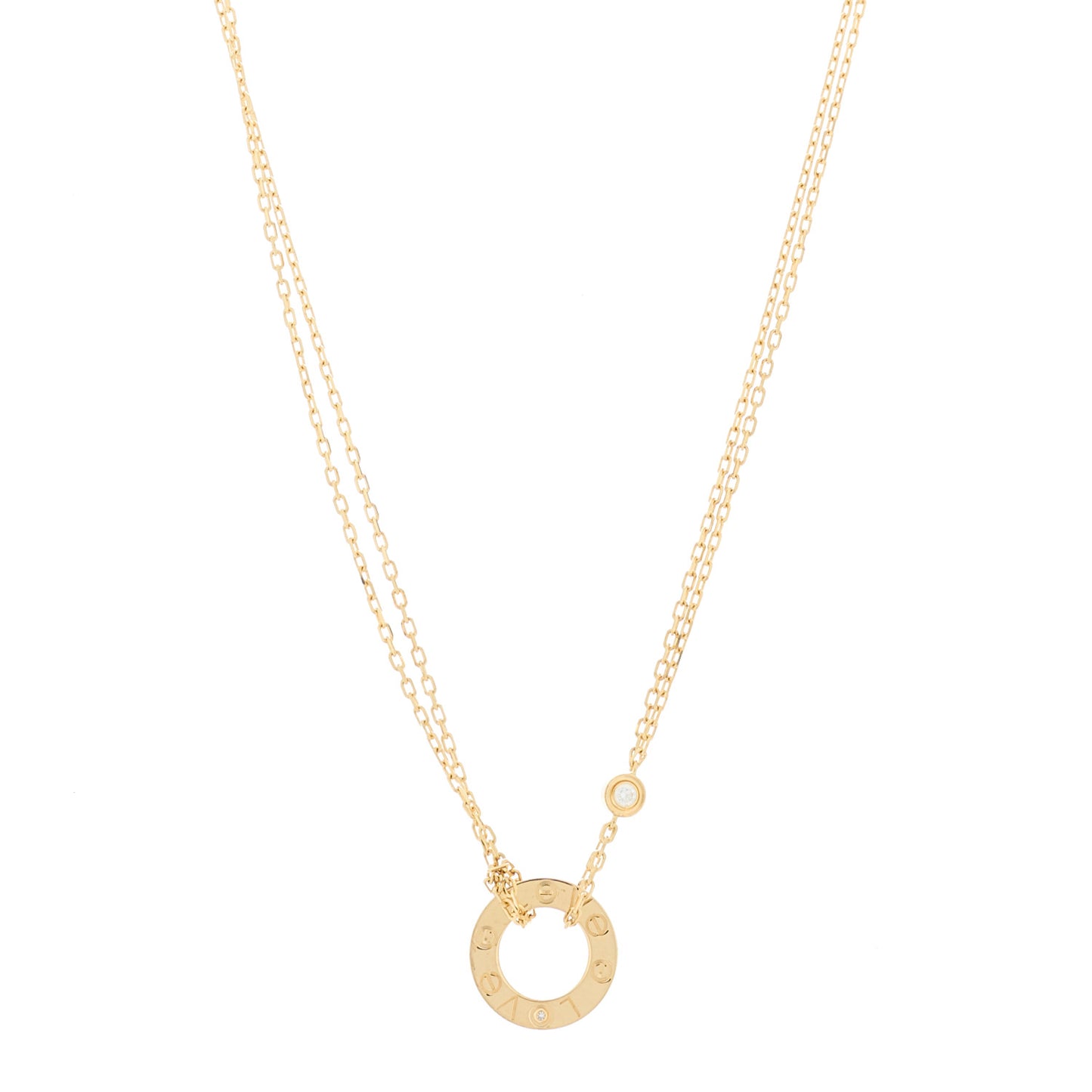 18K Yellow Gold 2 Diamond LOVE Necklace