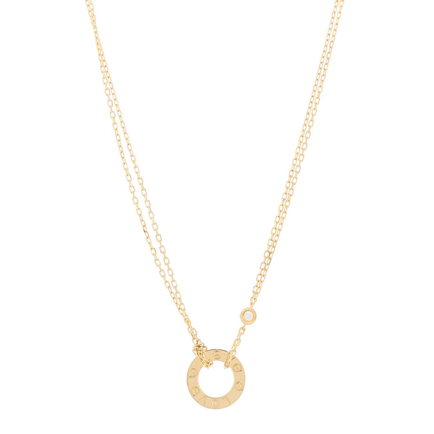 Cartier 18K Yellow Gold 2 Diamond LOVE Necklace 1 of 6