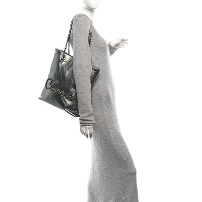 Chanel Metallic Crumpled Calfskin Chain 20s Signe Tote Silver 2 of 10