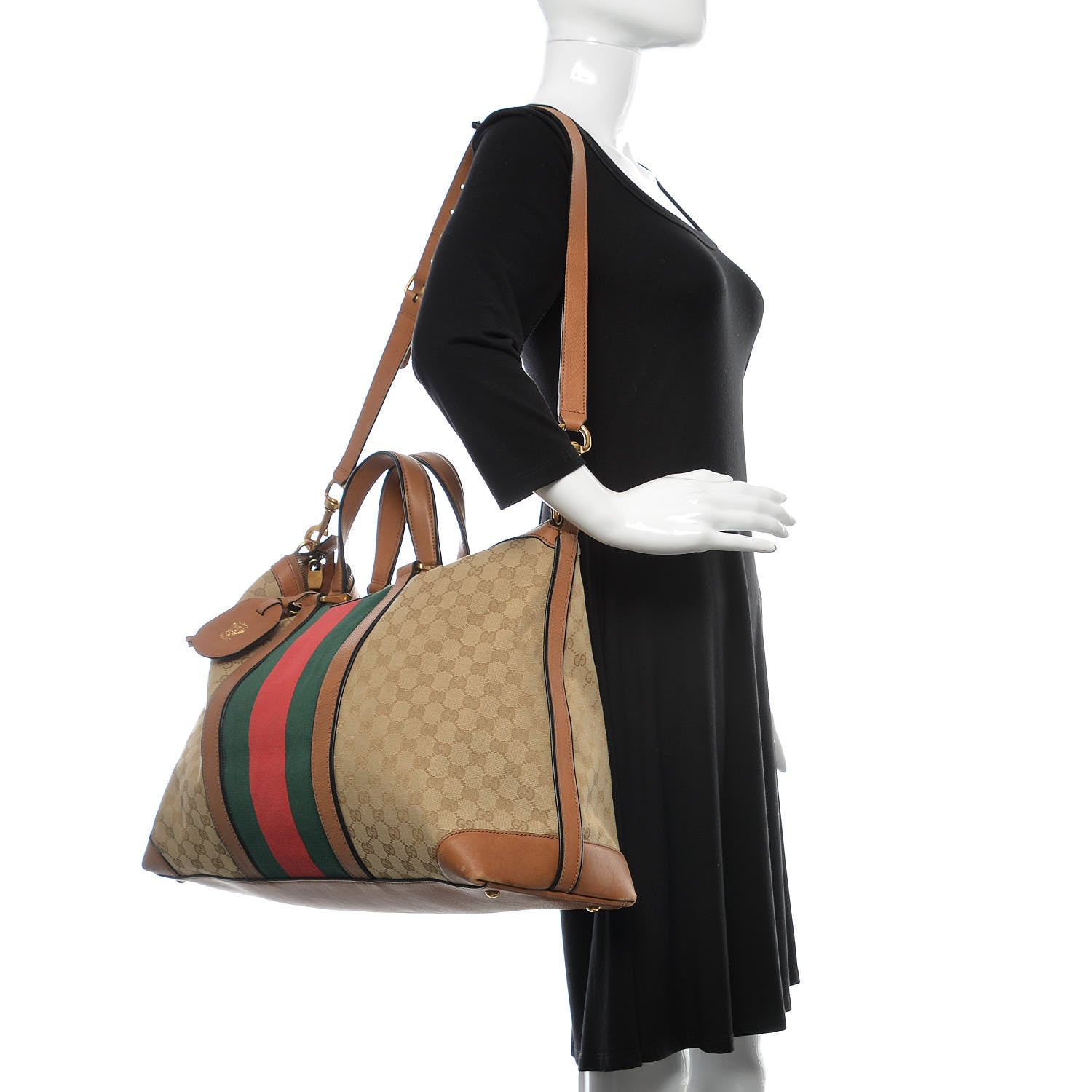 Gucci GG Monogram Web Large Rania Top Handle Bag Sand 2 of 12