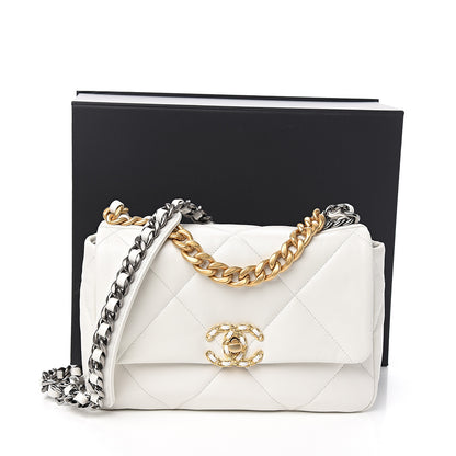 Chanel Goatskin Quilted Medium 19 Flap White 10 of 10