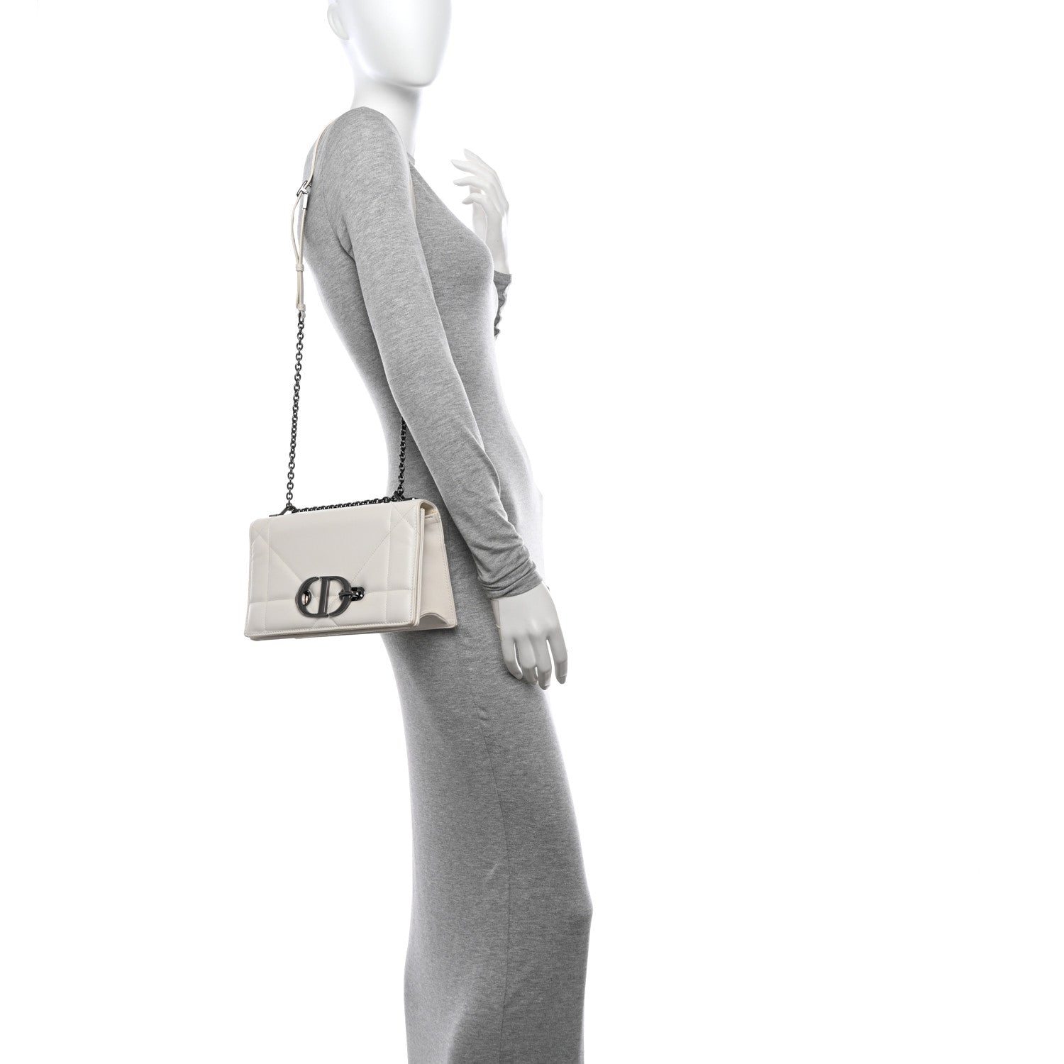 Christian Dior Lambskin Maxi Cannage 30 Montaigne Chain Top Handle Bag Off White 3 of 10