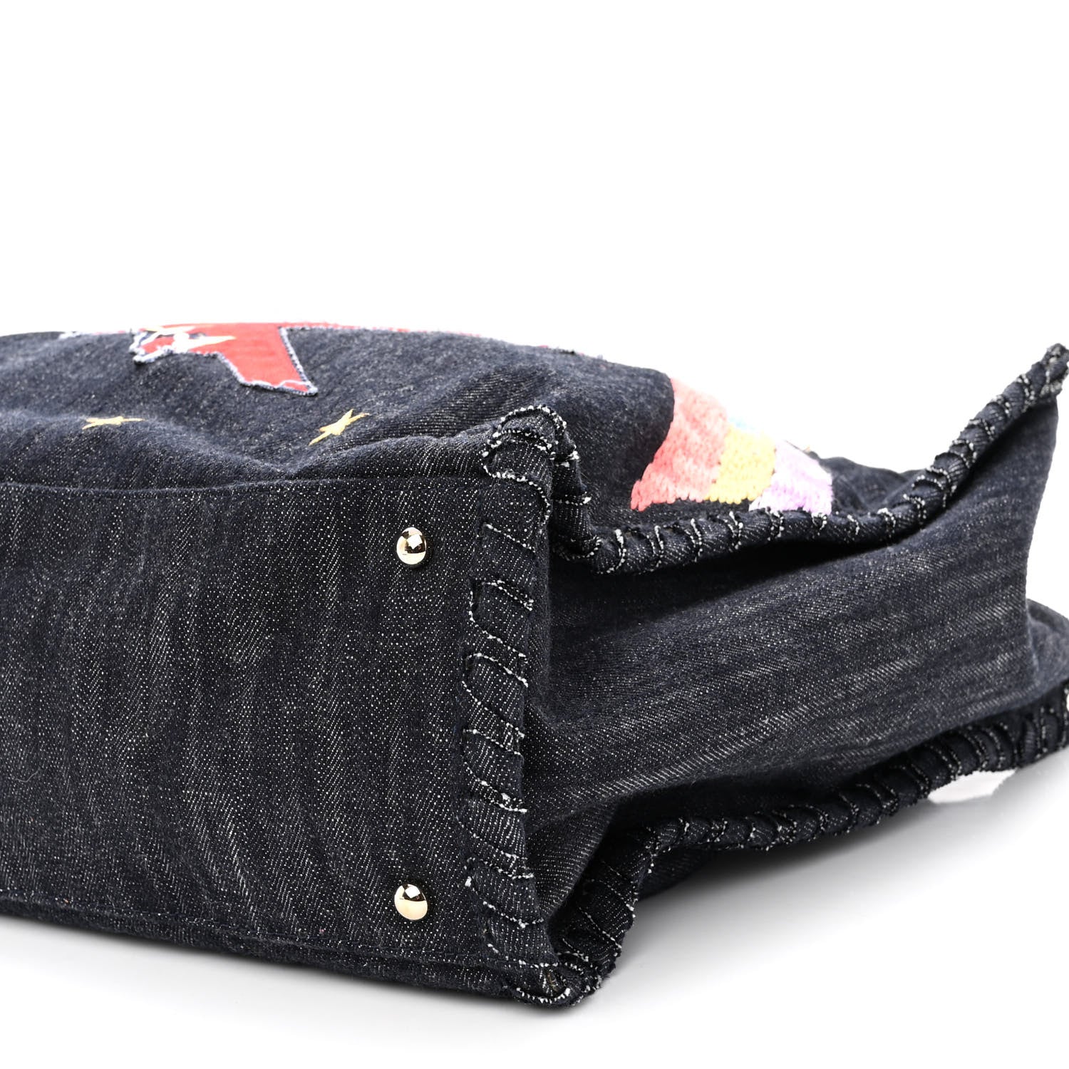 Chanel Denim Embroidered Night Flight Tote Blue 11 of 11