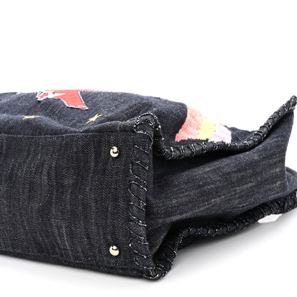 Chanel Denim Embroidered Night Flight Tote Blue 11 of 11