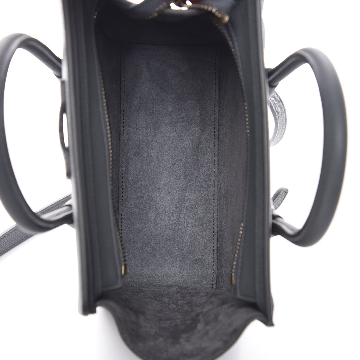 Celine Drummed Calfskin Nano Luggage Kohl 7 of 10