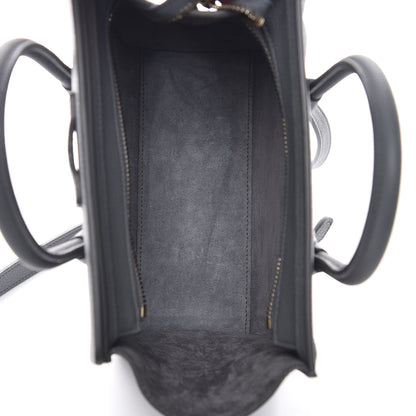Celine Drummed Calfskin Nano Luggage Kohl 7 of 10