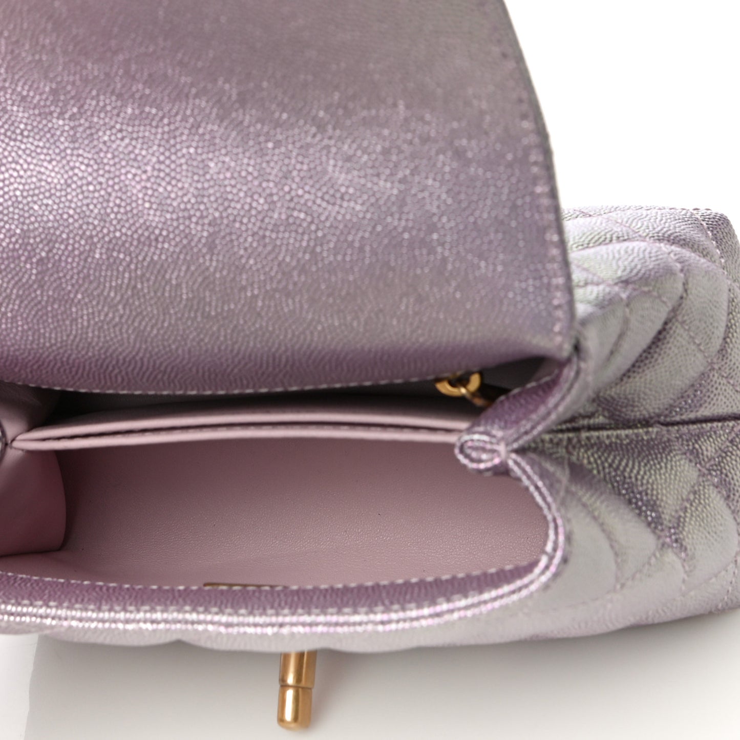 Metallic Caviar Quilted Extra Mini Coco Handle Flap Light Pink