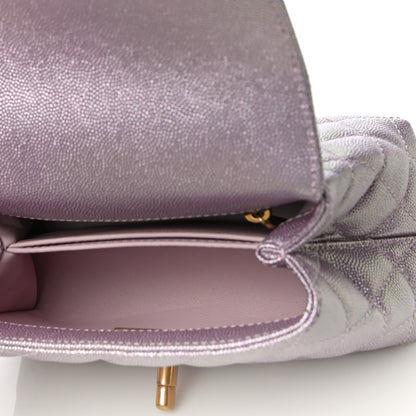 Chanel Metallic Caviar Quilted Extra Mini Coco Handle Flap Light Pink 5 of 10