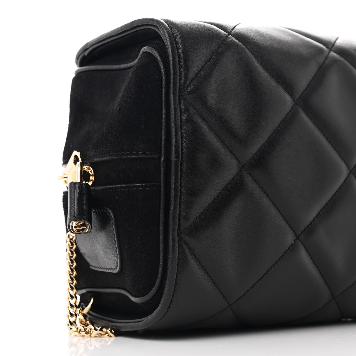 Burberry Lambskin Suede Quilted Small Double Cube Bag Black 9 of 10