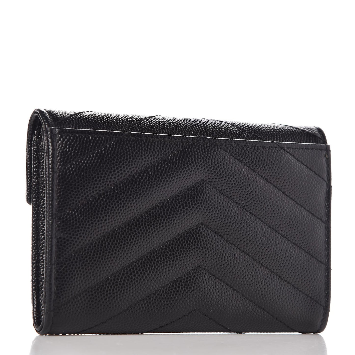 Grain De Poudre Matelasse Chevron Small Monogram Envelope Wallet Black