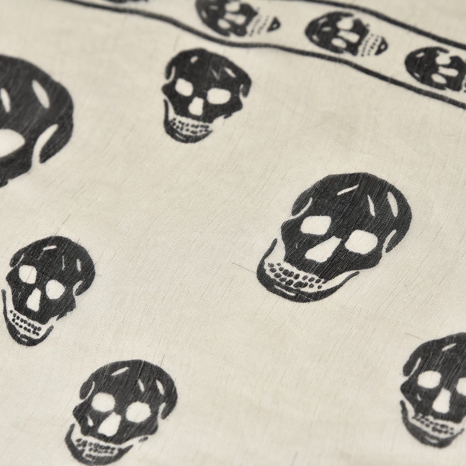 Alexander McQueen Silk Chiffon Skull Scarf Ivory Black 12 of 14