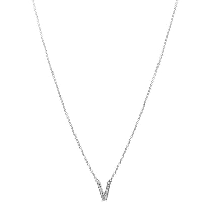 Tiffany Platinum Diamond Letters V Pendant Necklace 1 of 6
