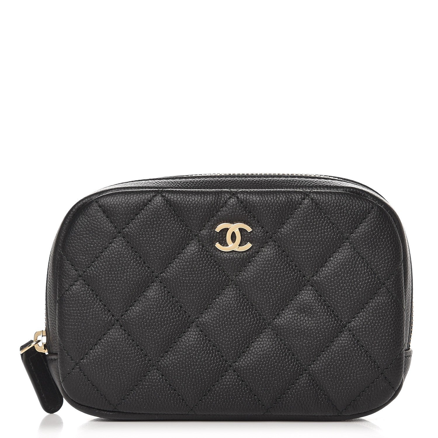 Chanel Caviar Quilted Small Curvy Pouch Cosmetic Case Black 1 of 7