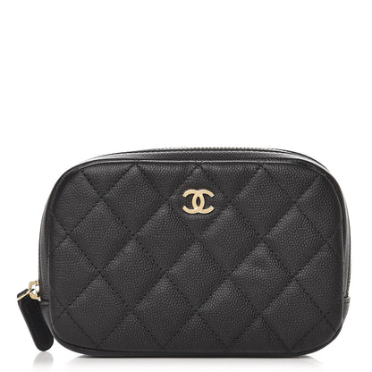 Chanel Caviar Quilted Small Curvy Pouch Cosmetic Case Black 1 of 7
