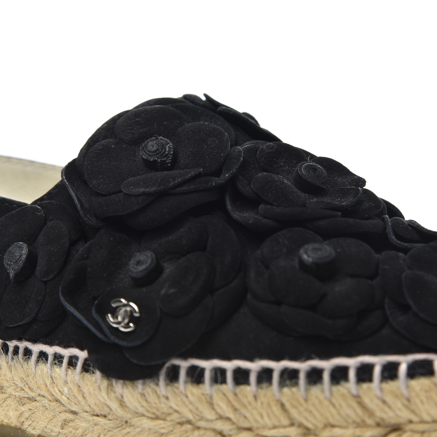 Chanel Suede Camellia CC Espadrilles 37 Black 24 of 26