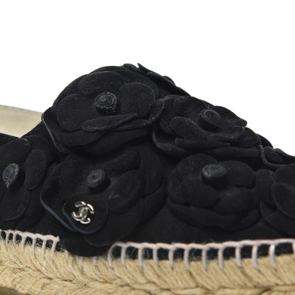 Chanel Suede Camellia CC Espadrilles 37 Black 24 of 26