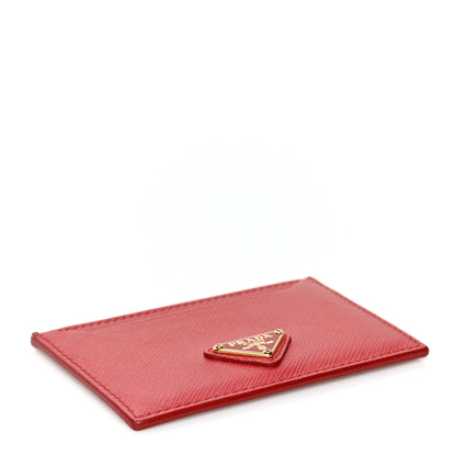 Prada Saffiano Triangle Card Holder Fuoco 4 of 7