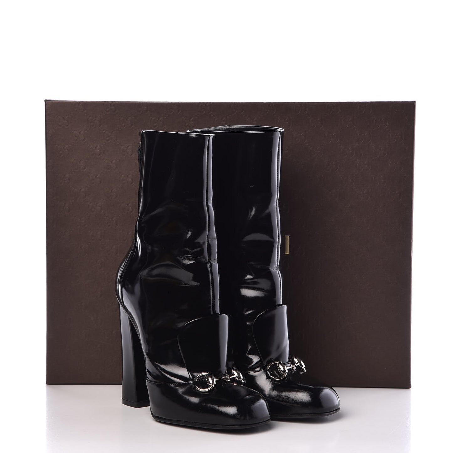 Patent Twiggy Horsebit Boot 36.5 Black