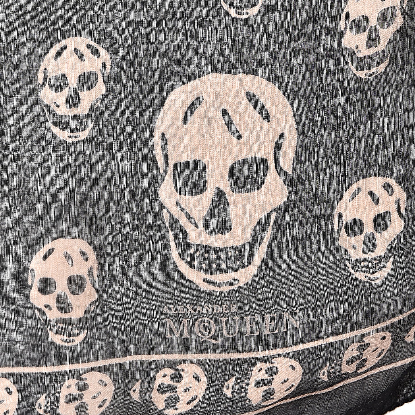 Silk Chiffon Skull Scarf Black Blush