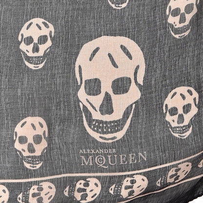 Alexander McQueen Silk Chiffon Skull Scarf Black Blush 3 of 4