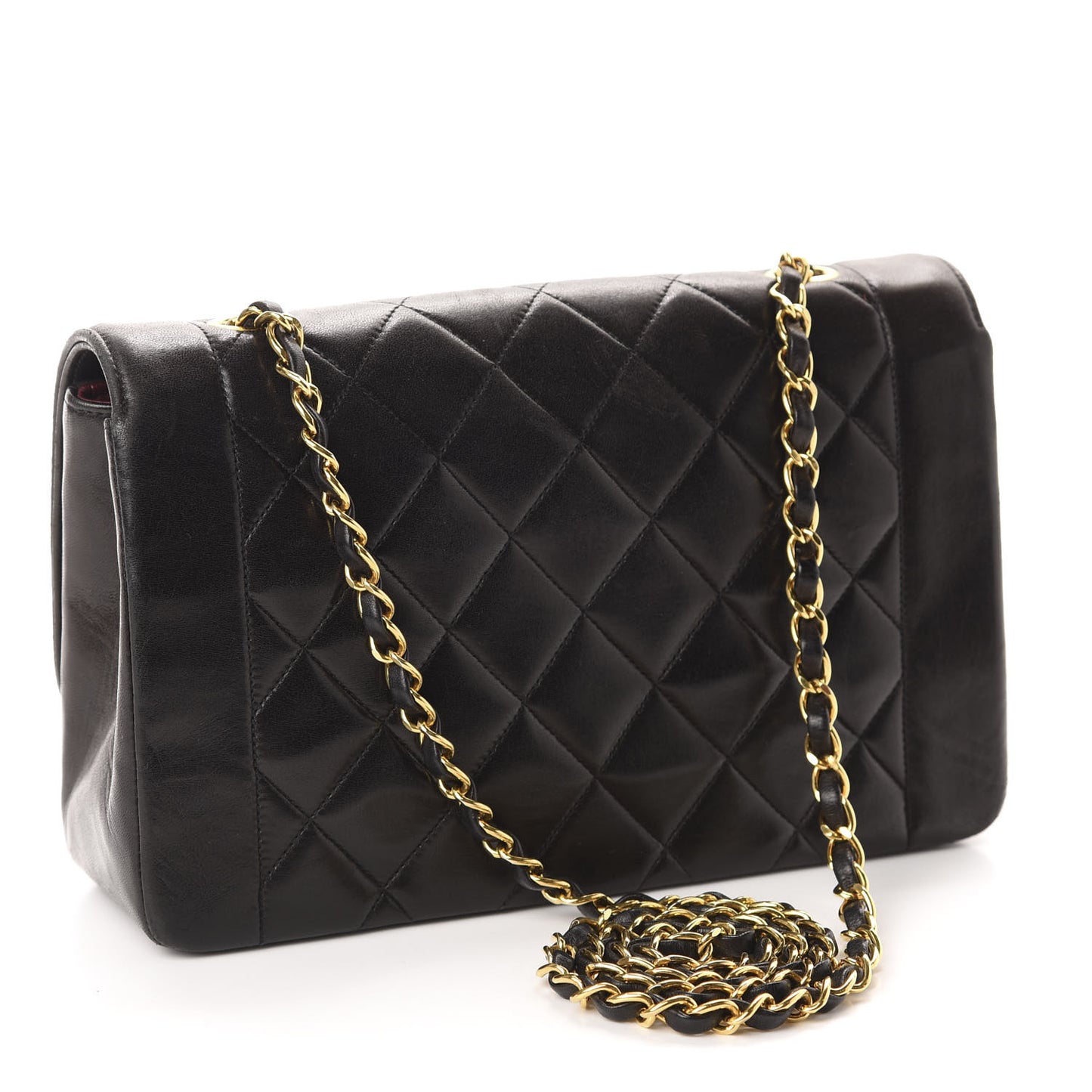 Lambskin Quilted Medium Single Flap Brown