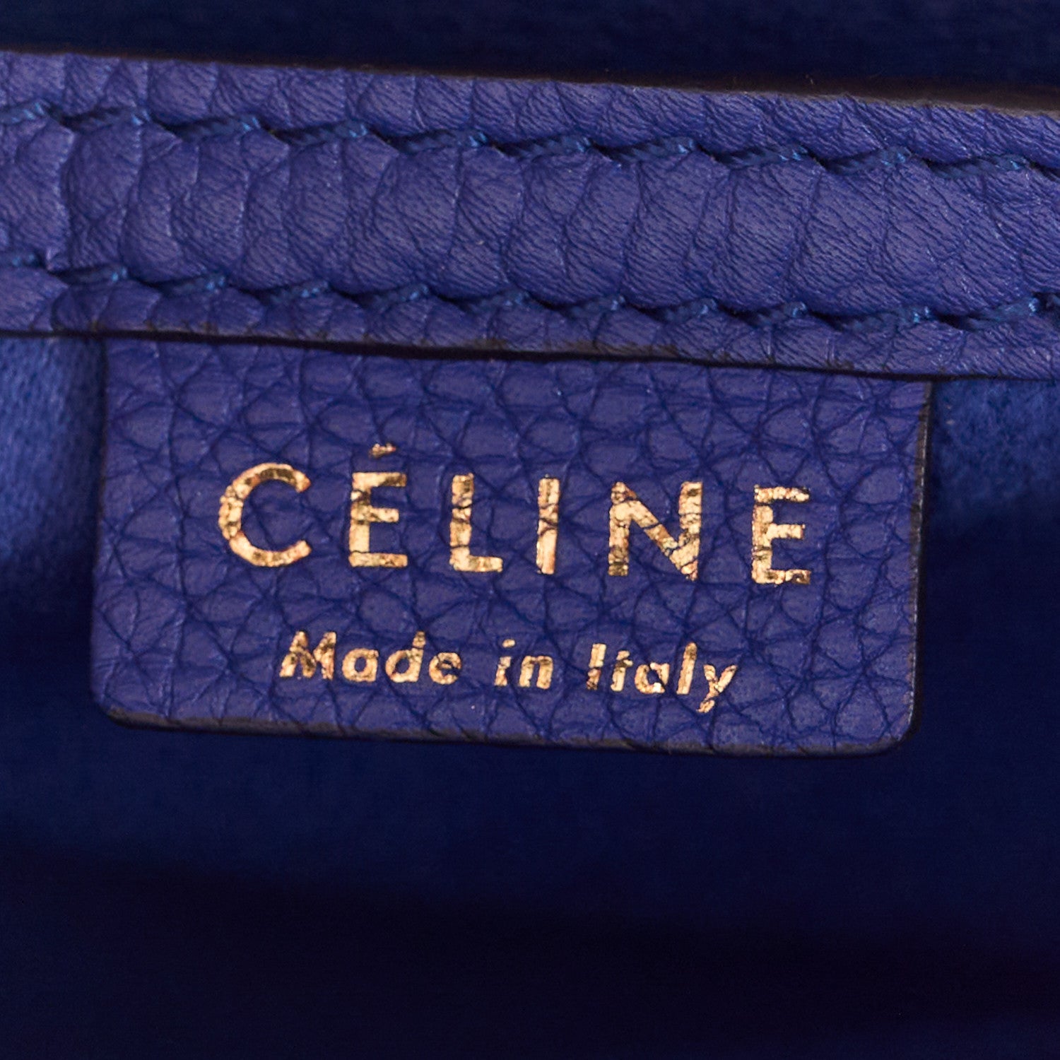 Celine Drummed Calfskin Nano Luggage Indigo 6 of 10