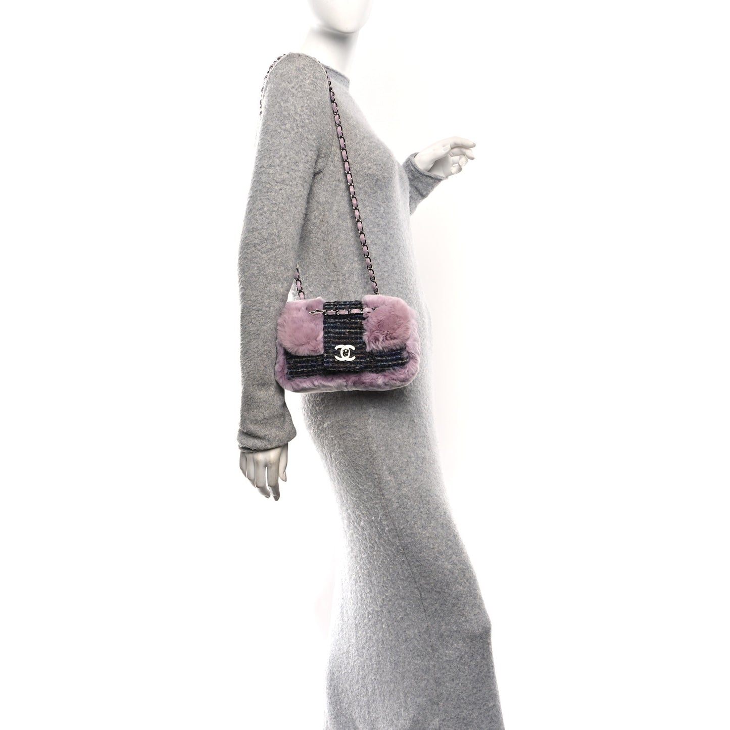 Rabbit Fur Tweed Small Fantasy Flap Lilac