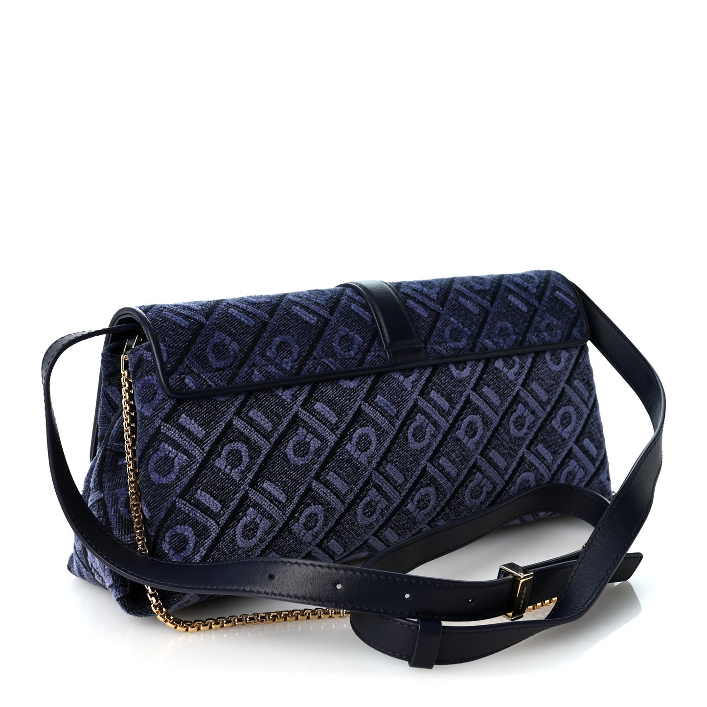 Jacquard Gancini Monogram Small Mia Crossbody Bag Denim Midnight Blue