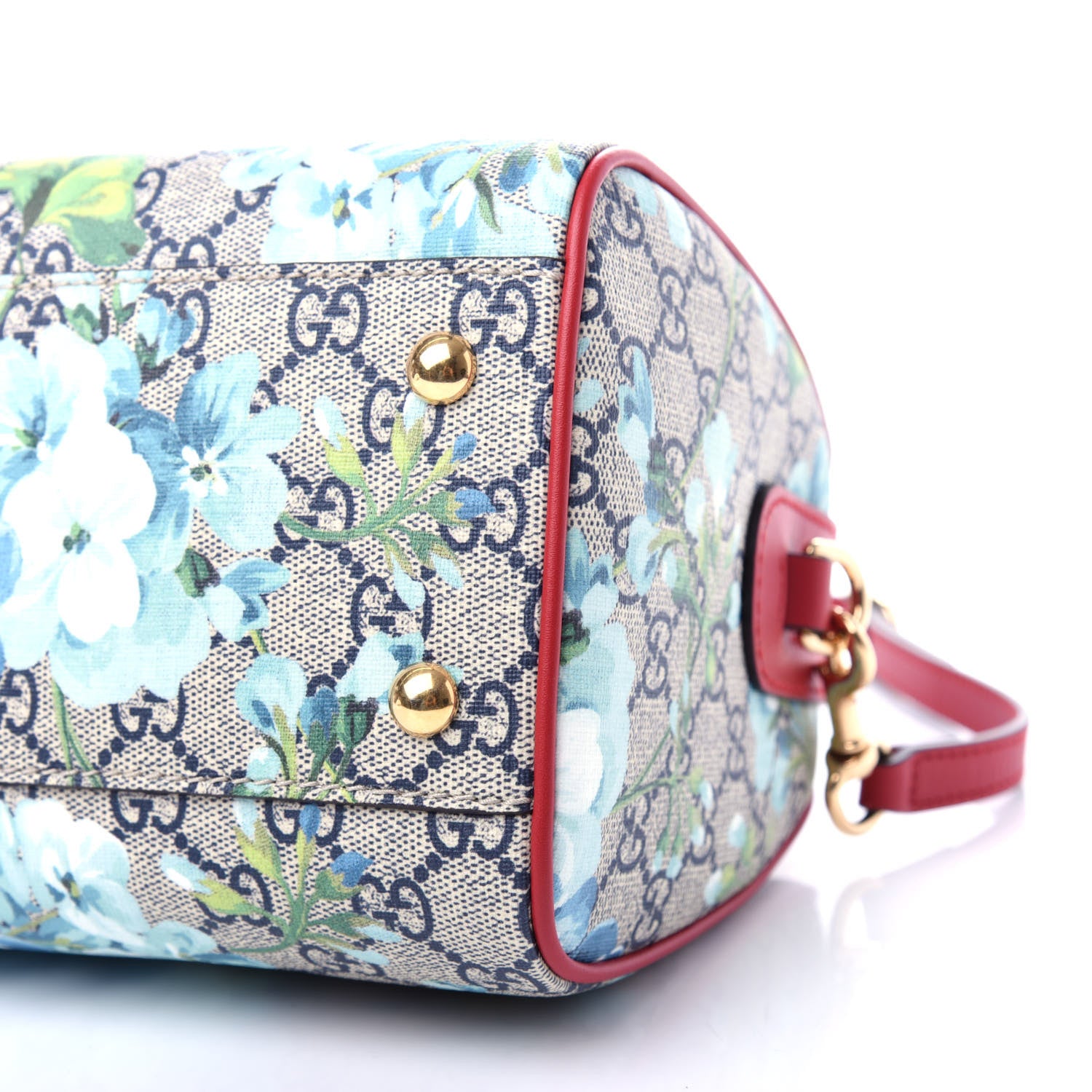 Gucci GG Supreme Monogram Blooms Small Boston Beige Blue Navy Hibiscus Red 9 of 10