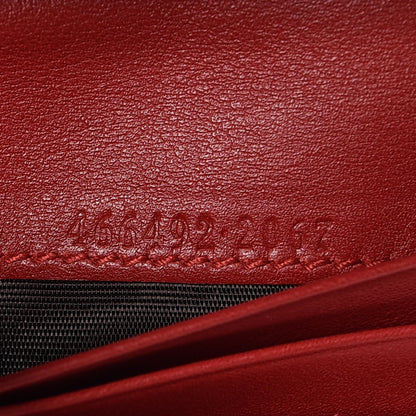 Gucci Calfskin Matelasse GG Marmont Card Case Wallet Hibiscus Red 7 of 8